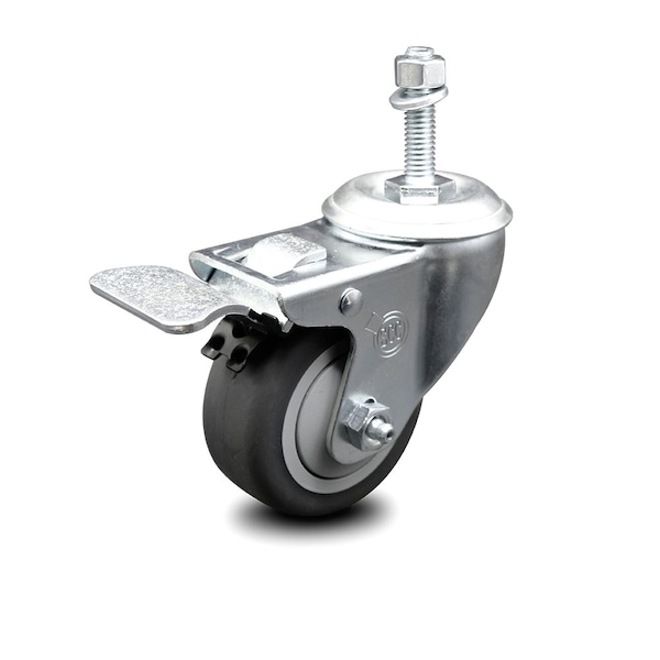3 Inch Thermoplastic Rubber Swivel 3/8 Inch Stem Caster with Total Lock Brake